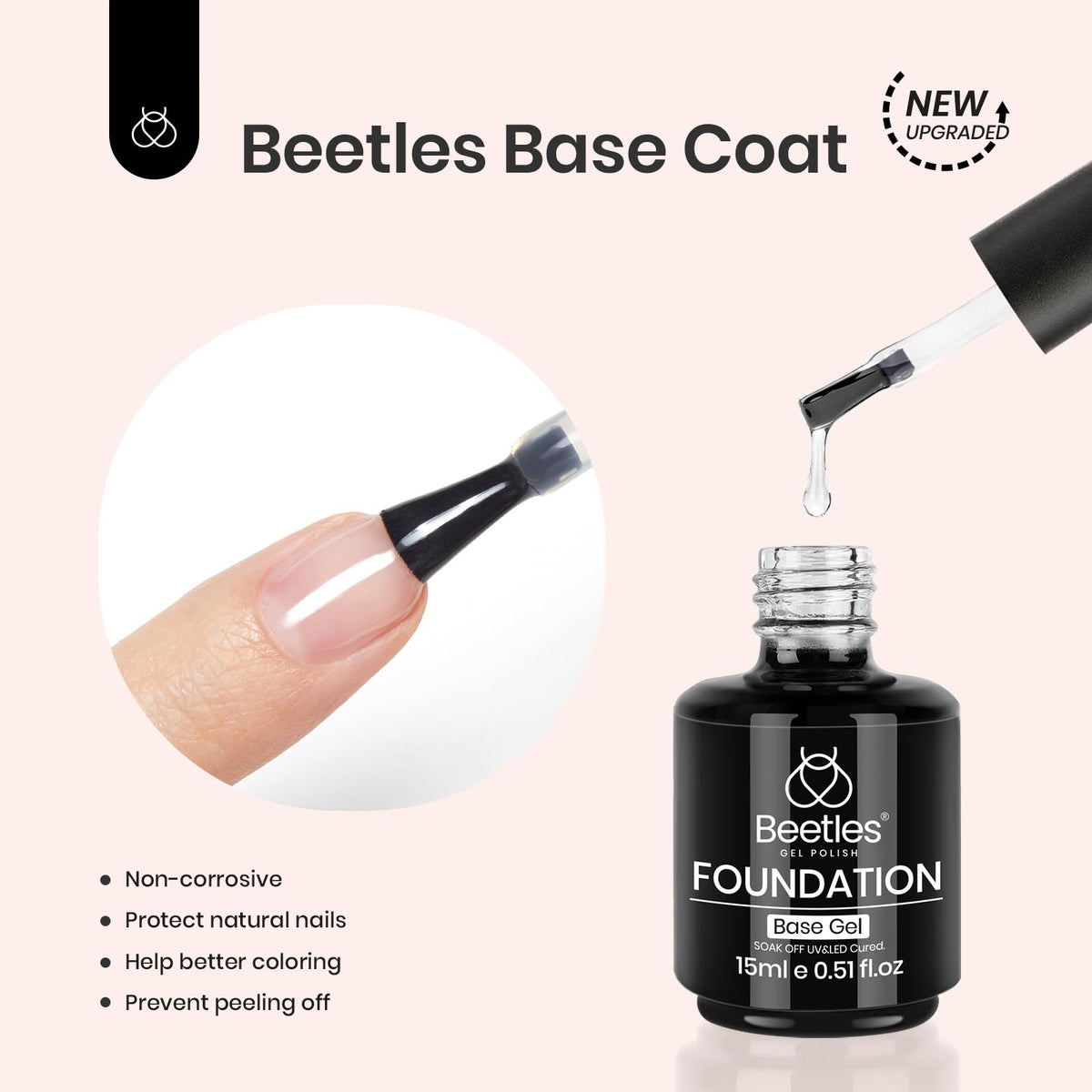 beetles Gel Polish No Wipe Gel Top Coat and Base Coat Set packaging