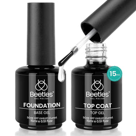 beetles Gel Polish No Wipe Top Coat and Base Coat Set 15ml front view