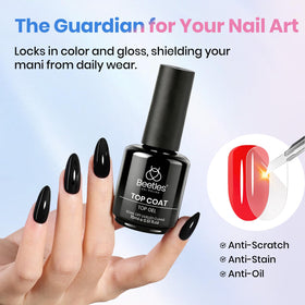 beetles Gel Polish No Wipe Top Coat and Base Coat Set packaging