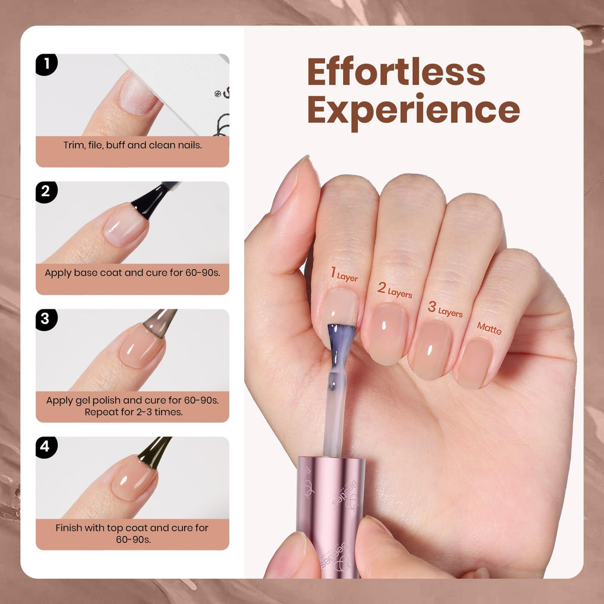 Beetles Gel Polish Nude Brown 15ML in lifestyle setting