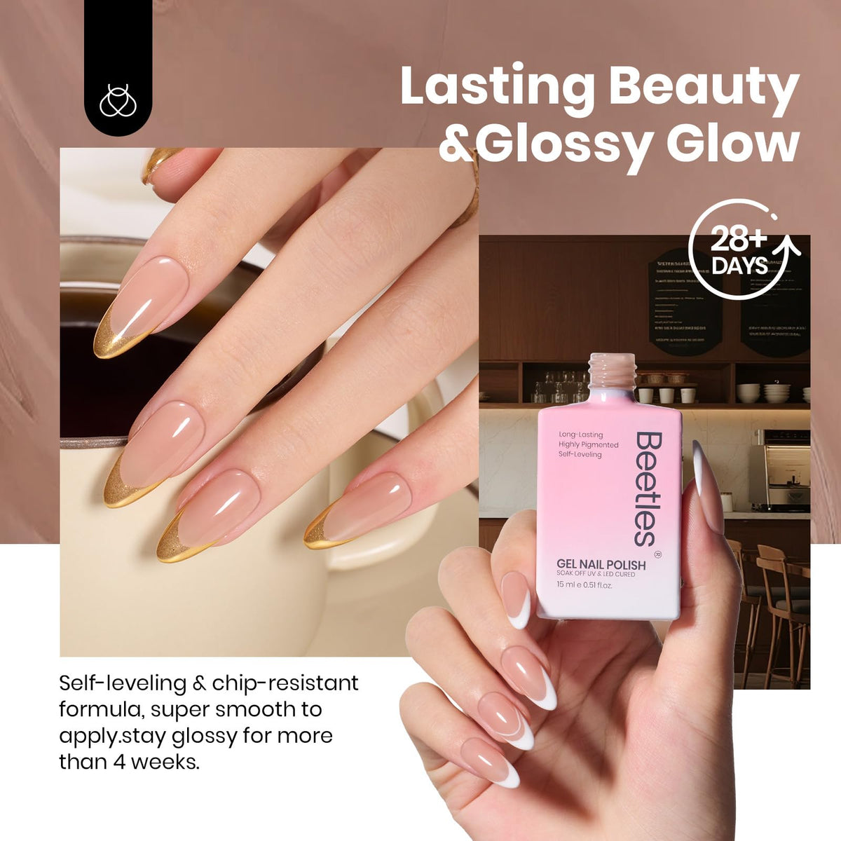 Beetles Gel Polish Nude Brown 15ML swatch on nail