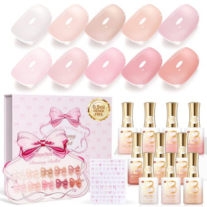 beetles Gel Polish Nude Gel Nail Polish Set 10 colors front view
