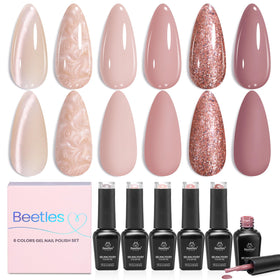 beetles Gel Polish Nude Gel Nail Polish Set front view with six shades
