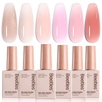 Beetles Gel Polish Nude Gel Nail Polish Set with six peach shades