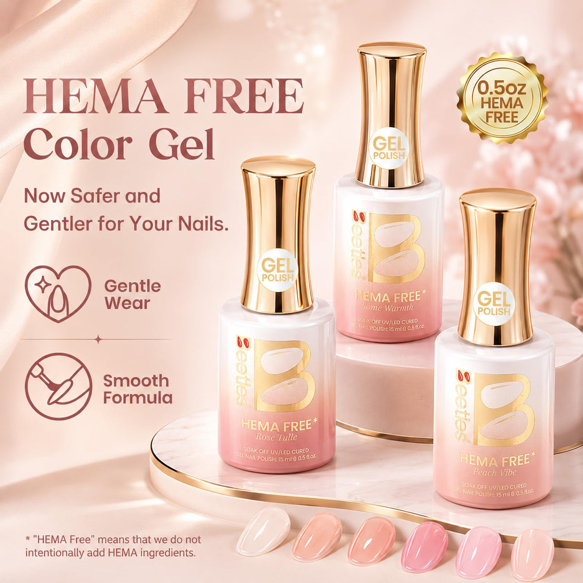 beetles Gel Polish Nude Gel Nail Polish swatches on nails