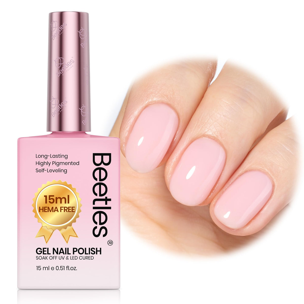 beetles Gel Polish Nude Pink Gel Nail Polish 15ML front view
