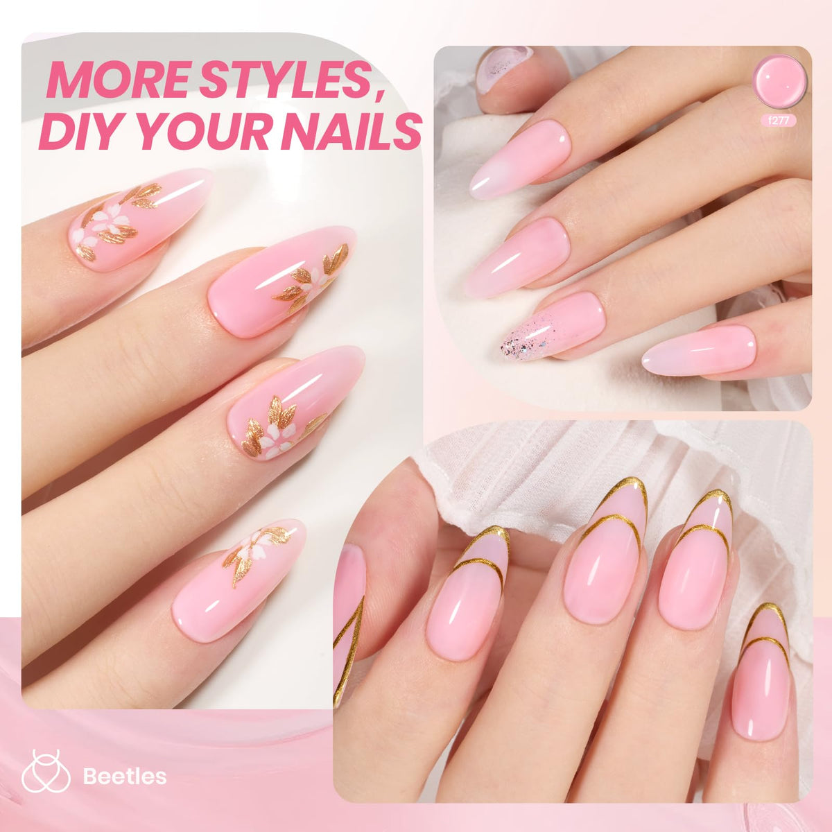 beetles Gel Polish Nude Pink Gel Nail Polish 15ML with UV lamp