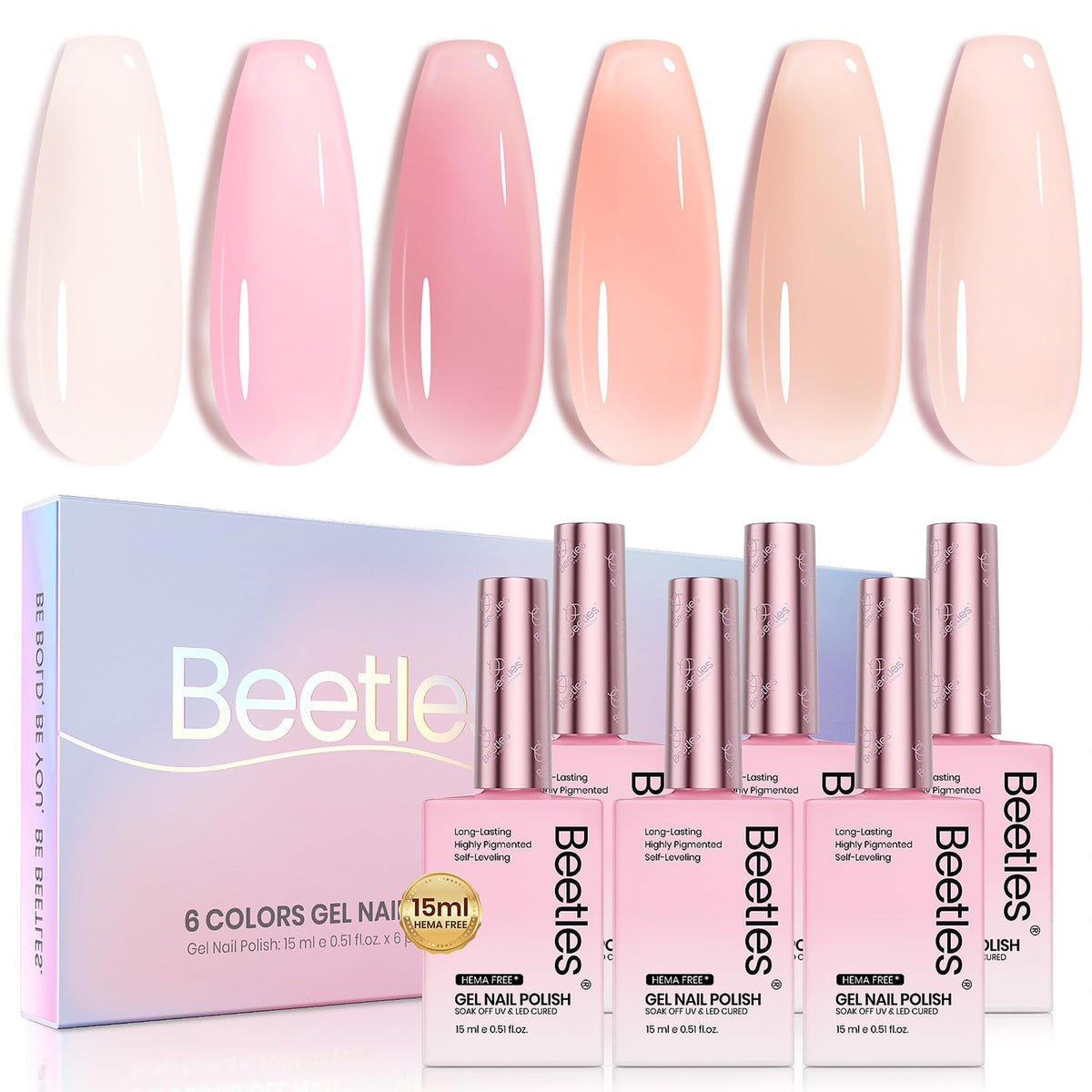 beetles Gel Polish Nude Pink Gel Nail Polish Set front view