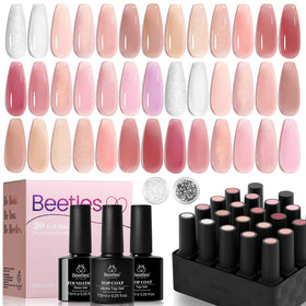 beetles Gel Polish Nude Pink Gel Nail Polish Set front view with 20 colours