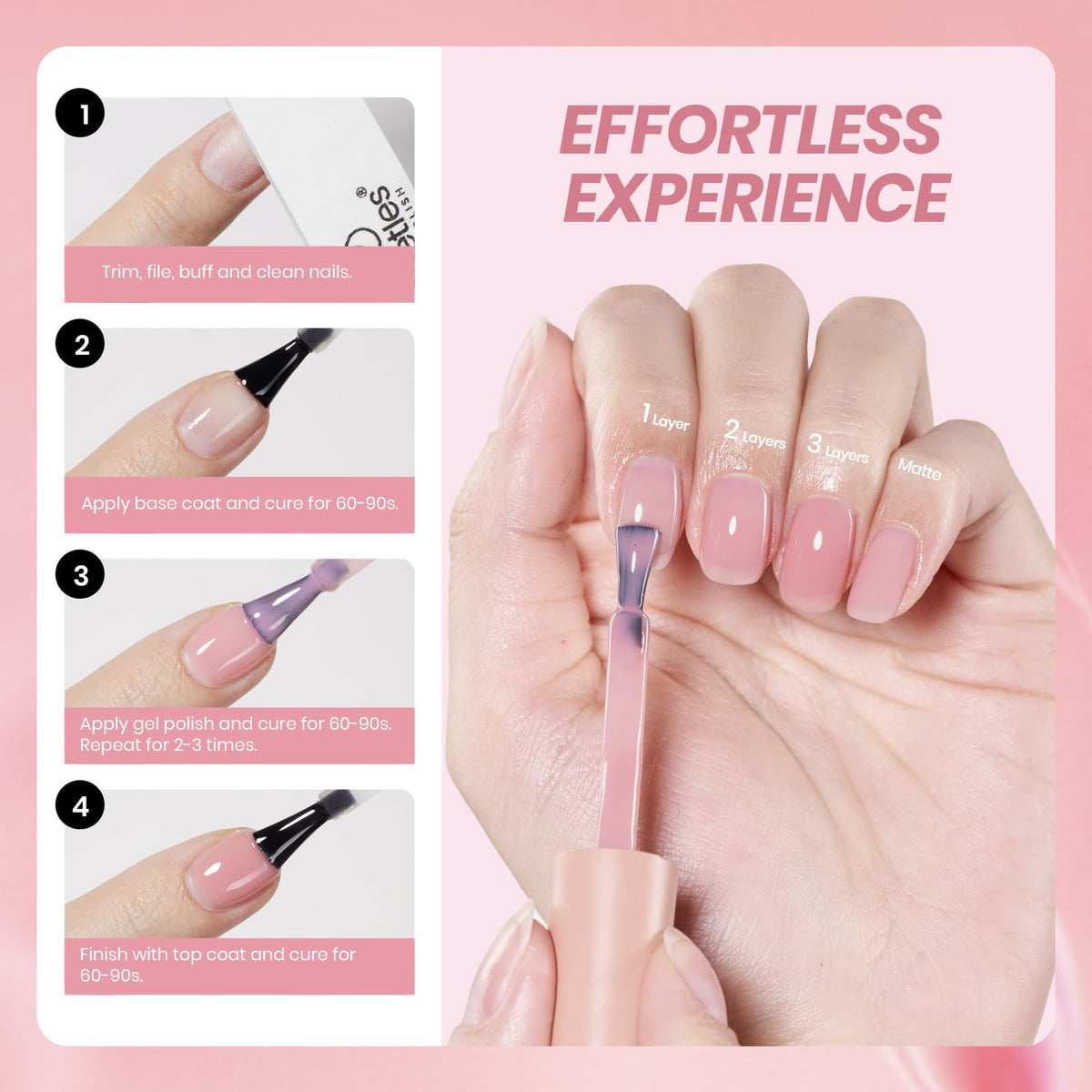 beetles Gel Polish Nude Pink Gel Nail Polish with nail art tools