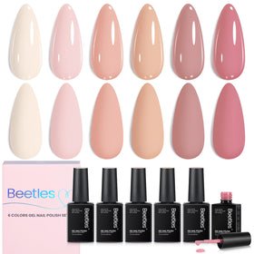beetles Gel Polish Nude Pink Vanilla Cloud Collection front view with six bottles