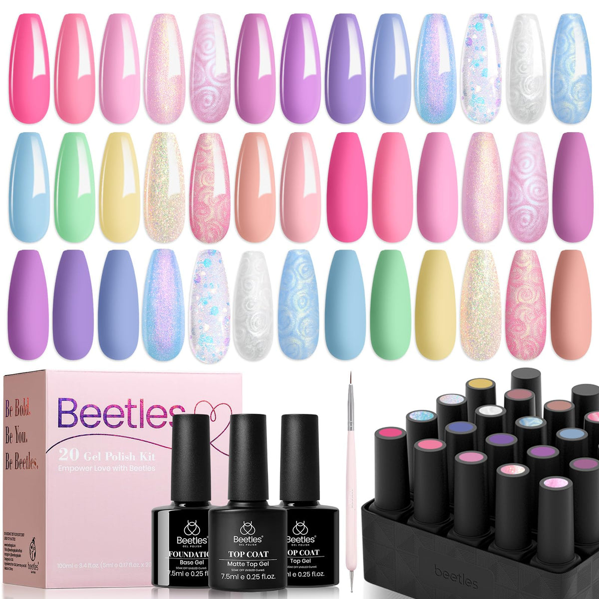 beetles Gel Polish Pastel Gel Polish Set with 20 bottles
