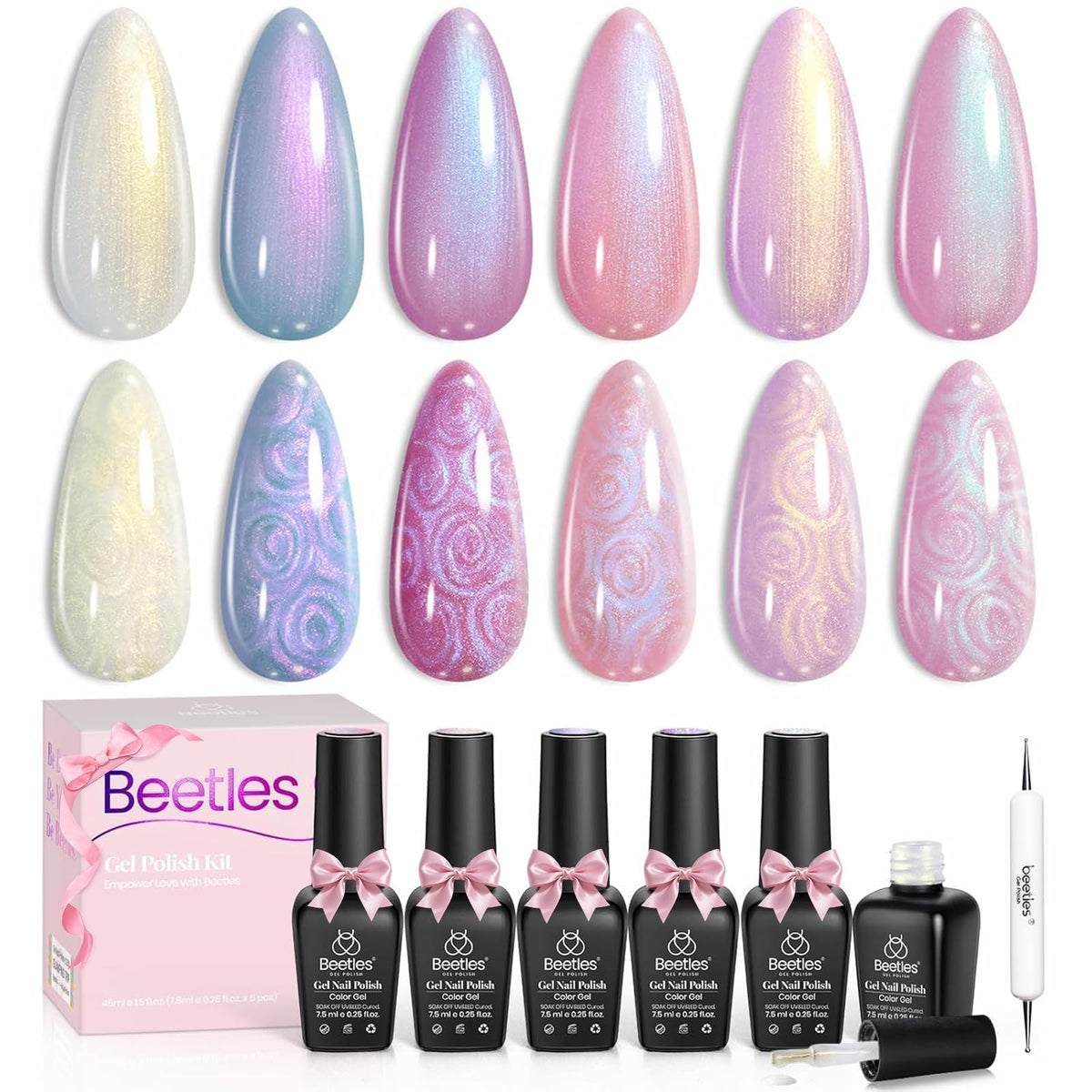 beetles Gel Polish Pearl Gel Nail Polish Set with six shimmer colours