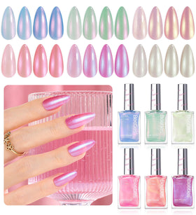 beetles Gel Polish Pearl Nail Polish Set applied nails showcasing shine