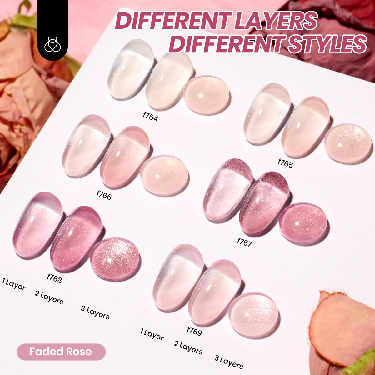 beetles Gel Polish Pink Gel Nail Polish Set close-up of jelly gel colours