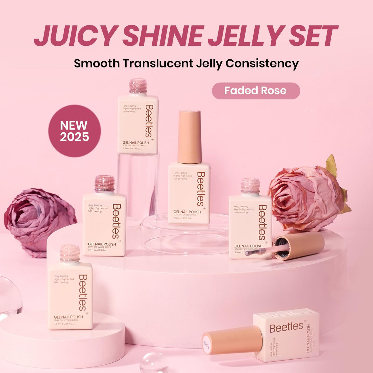 beetles Gel Polish Pink Gel Nail Polish Set lifestyle shot on vanity