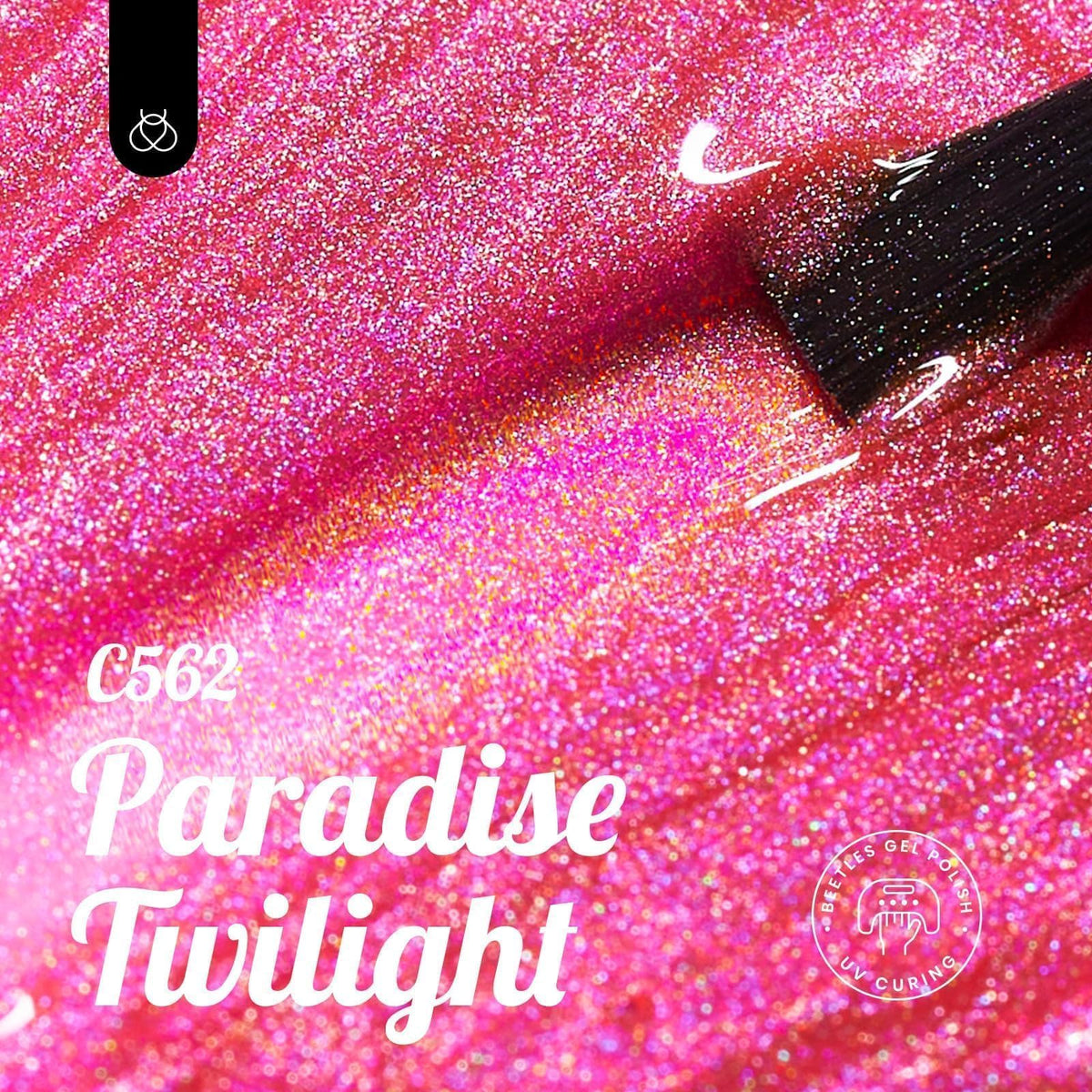 beetles Gel Polish Pink Glitter bottle with cap