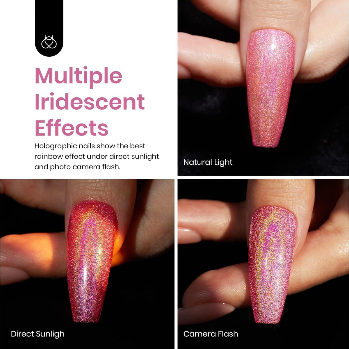 beetles Gel Polish Pink Glitter colour changing effect