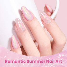 beetles Gel Polish Pink Glitter Set swatches on nails