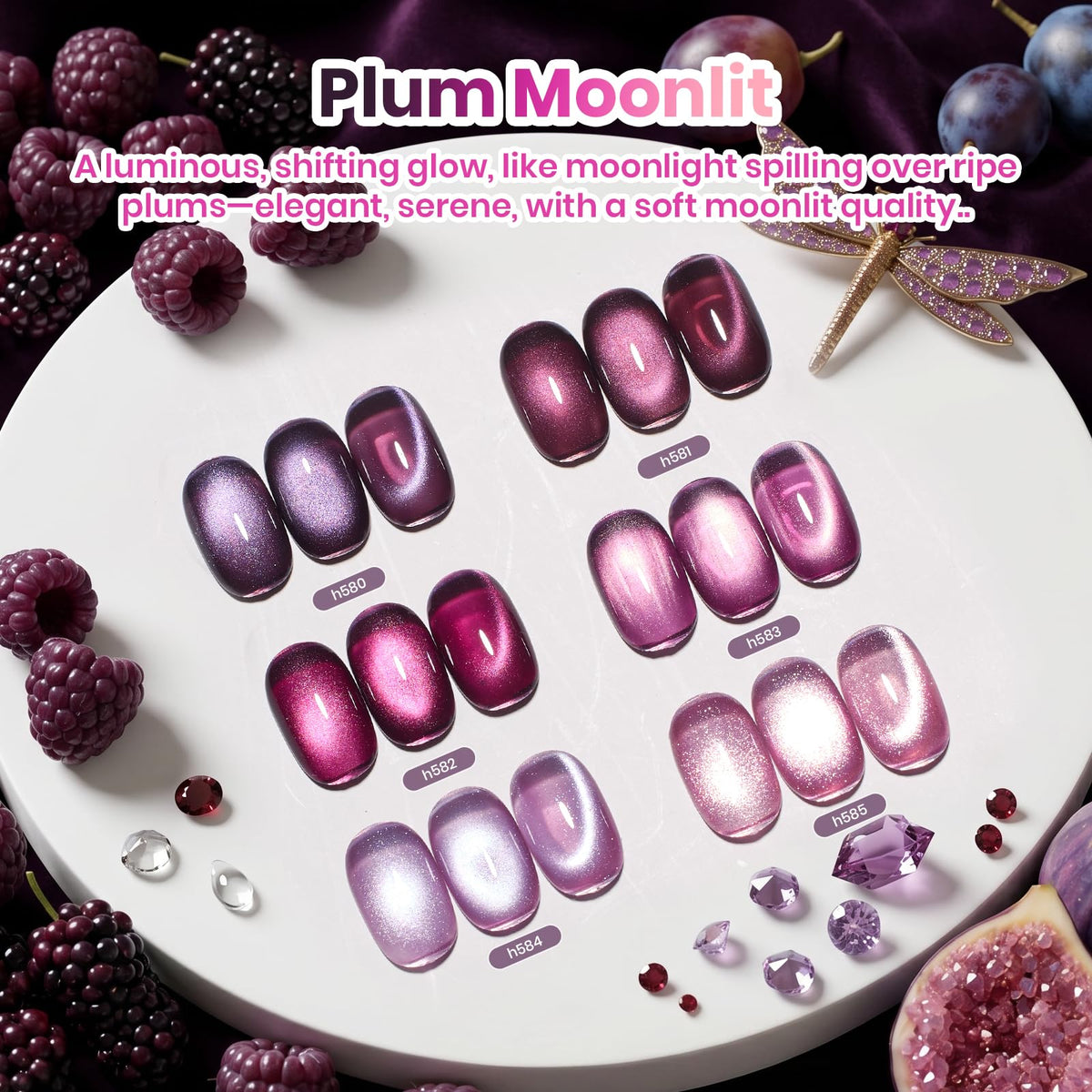 beetles Gel Polish Plum Moonlit shades in the set
