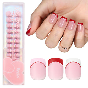 beetles Gel Polish Press On Nails Heart Whisper front view with three colour options