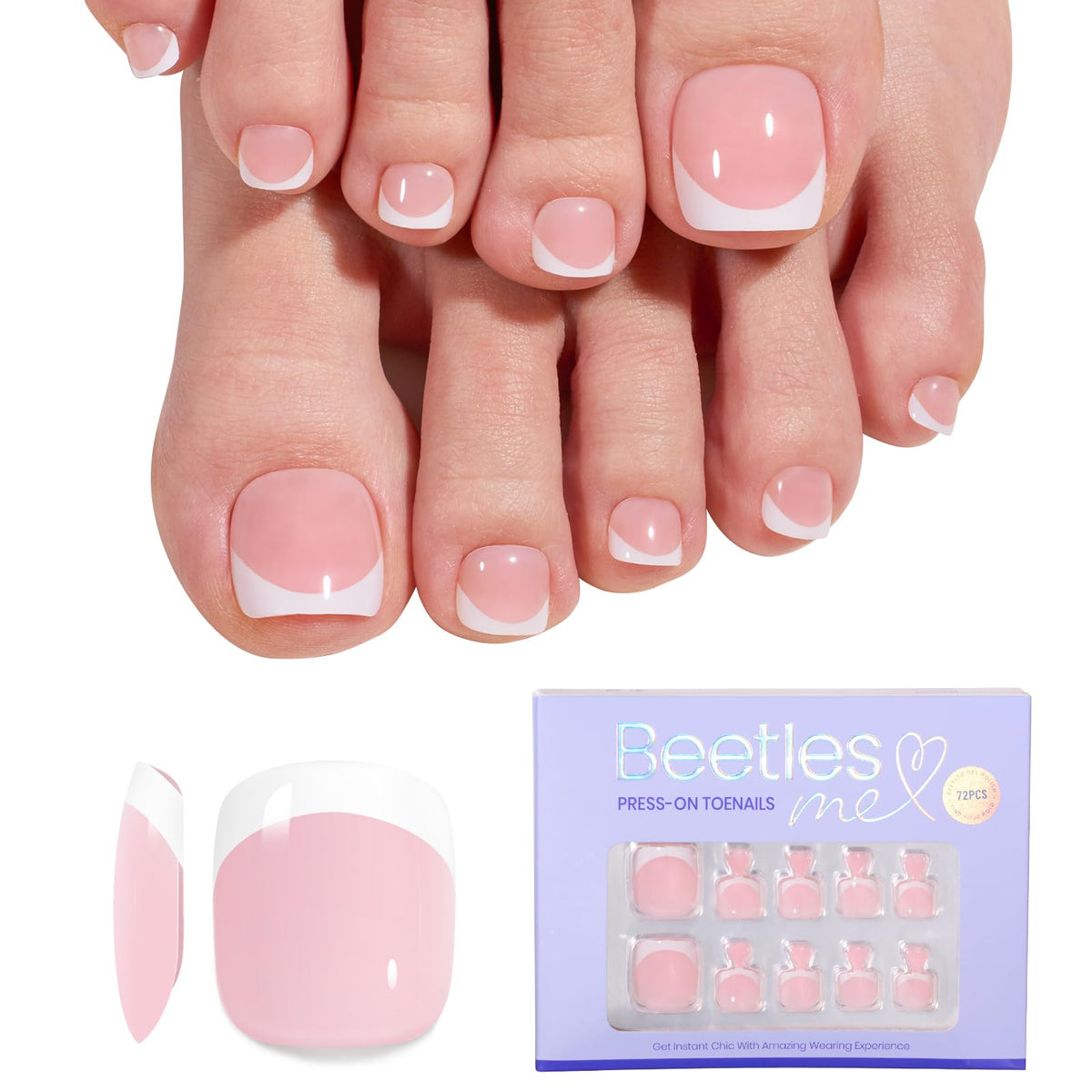 beetles Gel Polish Press On Toenails 72PCS Kit front view