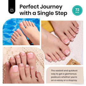 beetles Gel Polish Press On Toenails French tip design