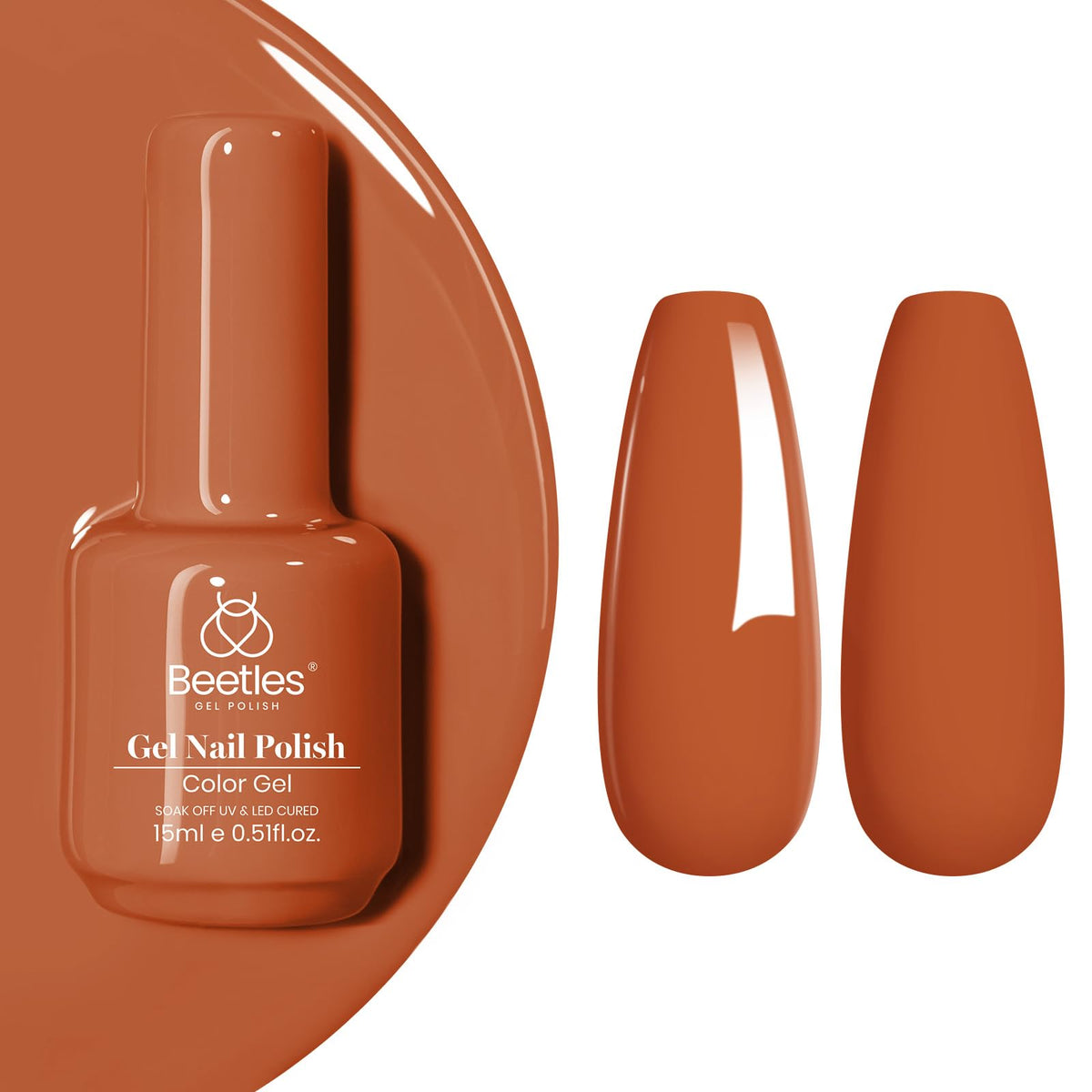 beetles Gel Polish Pumpkin Burnt Orange 15ML bottle front view