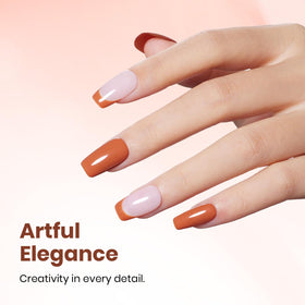 beetles Gel Polish Pumpkin Burnt Orange 15ML on nails with a glossy finish