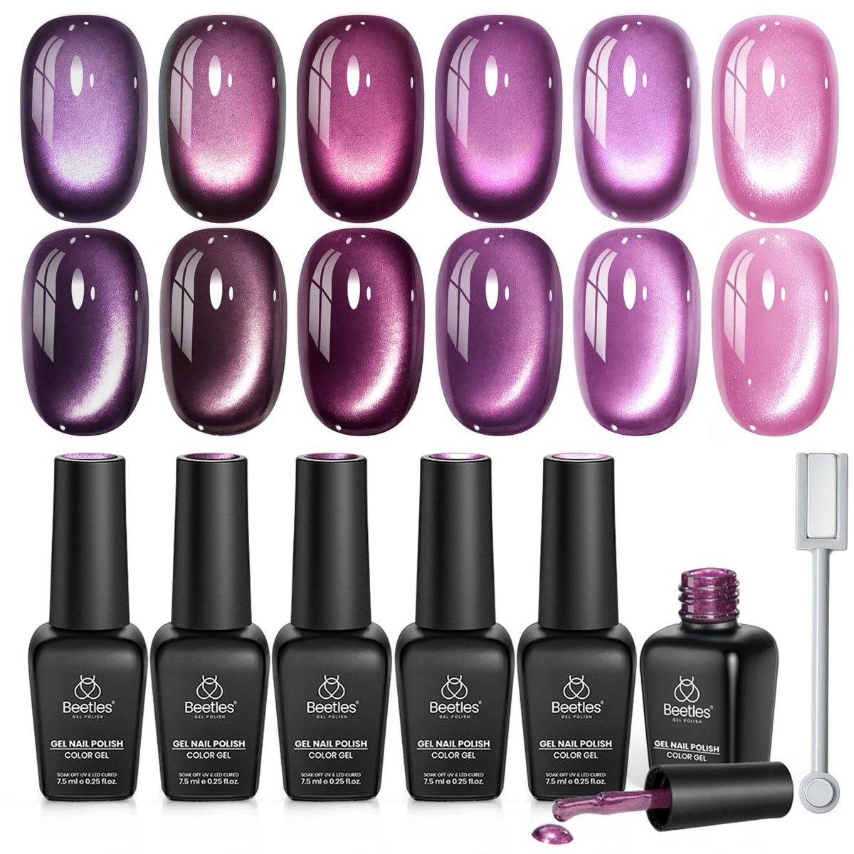 beetles Gel Polish Purple Cat Eye Gel Nail Polish Set front view