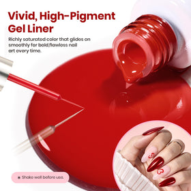 beetles Gel Polish Red Gel Liner Nail Polish 7ml application on nails