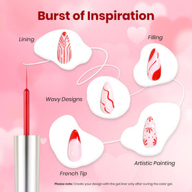 beetles Gel Polish Red Gel Liner Nail Polish 7ml detailed design example