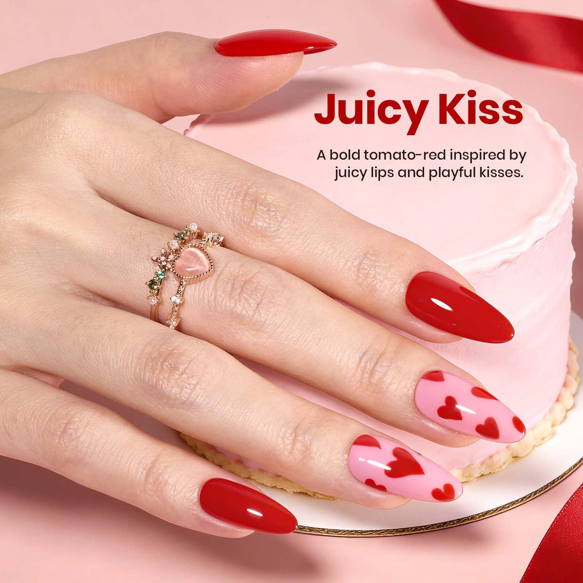 beetles Gel Polish Red Gel Liner Nail Polish 7ml with brush close-up