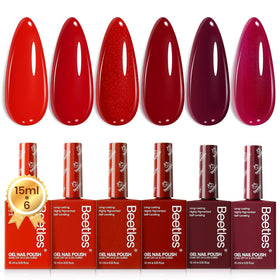 beetles Gel Polish Red Gel Nail Polish Set with six 15ML bottles