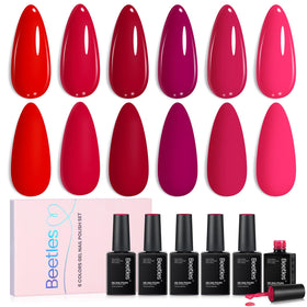 beetles Gel Polish Red Gel Nail Polish Set with six bottles