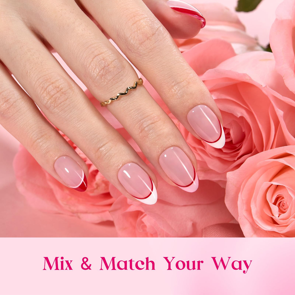 beetles Gel Polish Romantic Dream press on nails close-up of design