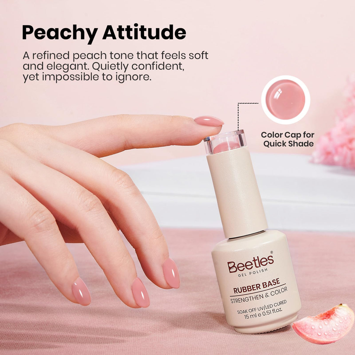 beetles Gel Polish Rosy Nude Pink Rubber Base Gel 15ml packaging