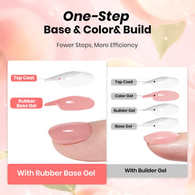 beetles Gel Polish Rosy Nude Pink Rubber Base Gel application on nails