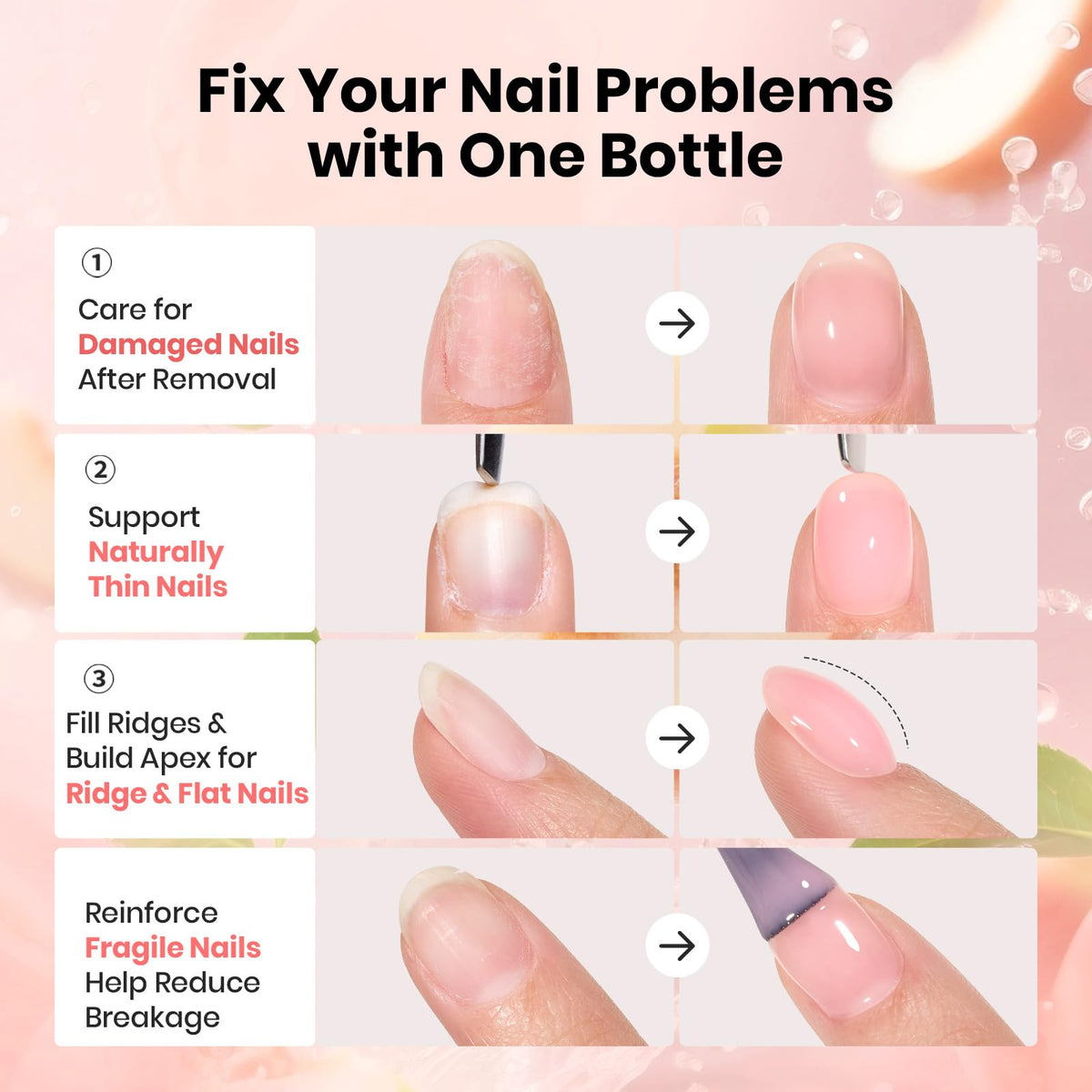 beetles Gel Polish Rosy Nude Pink Rubber Base Gel with nail art tools