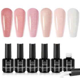 beetles Gel Polish Rubber Base Gel 6 colours set front view