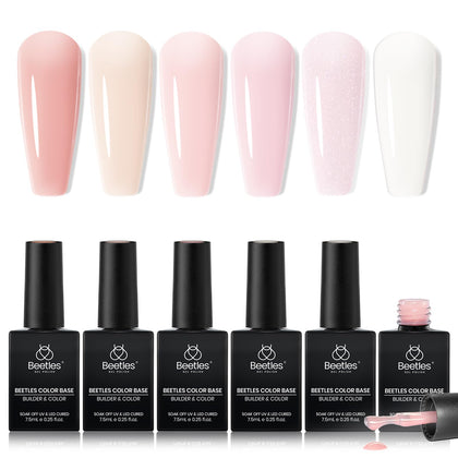 beetles Gel Polish Rubber Base Gel Nail Polish Set 6 colours front view