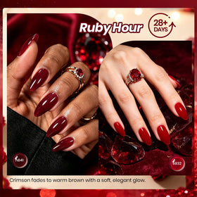 beetles Gel Polish Ruby Hour deep burgundy shade close-up
