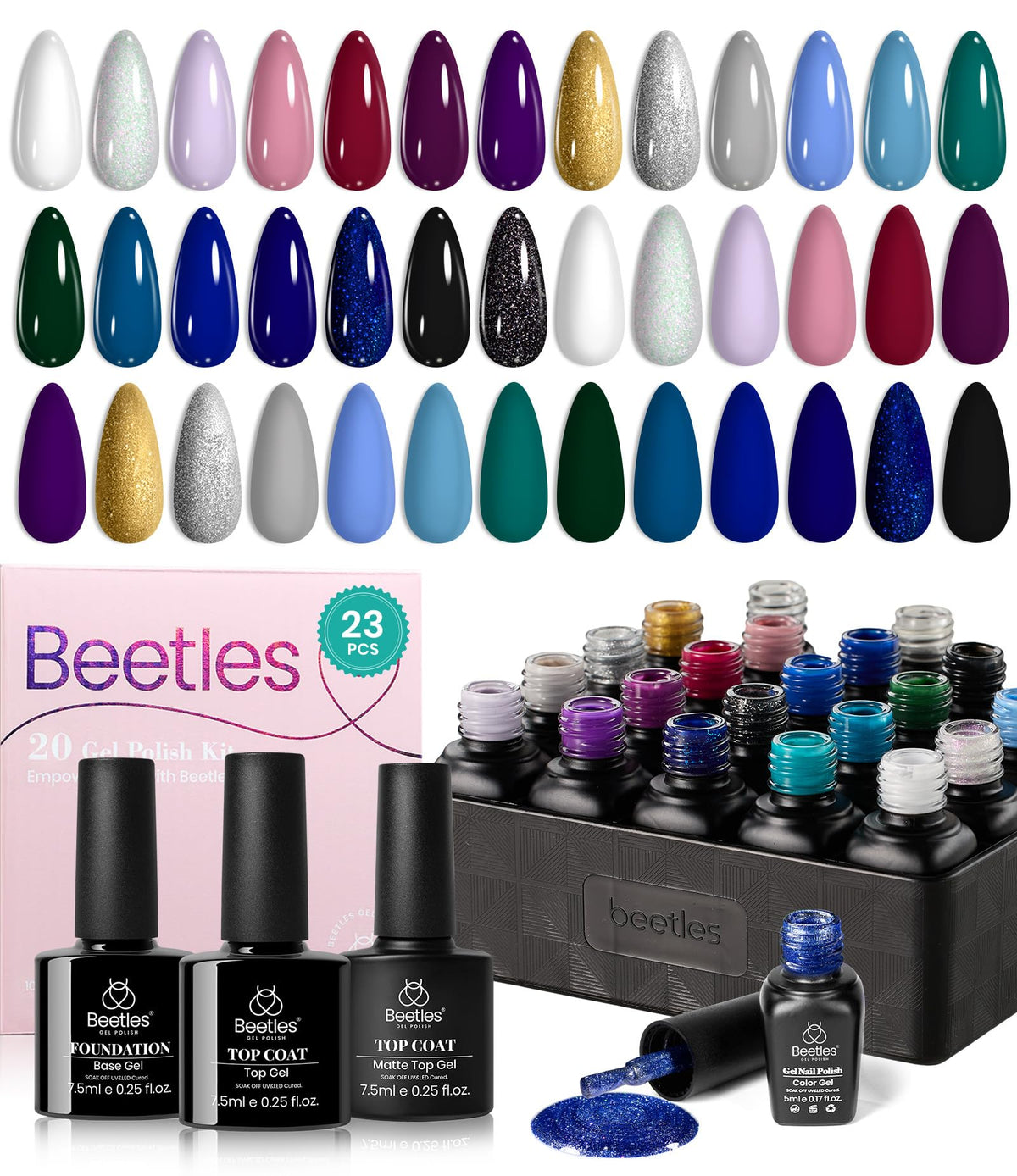 beetles Gel Polish Set 20 mini gel colours front view