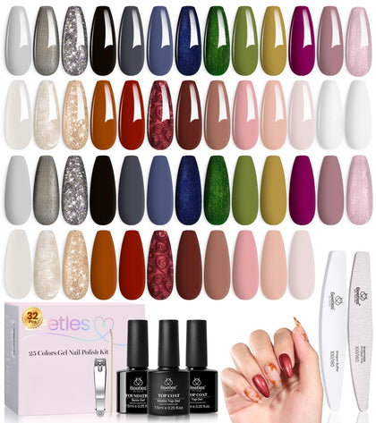 beetles Gel Polish Set 25 colours including glitter and shades
