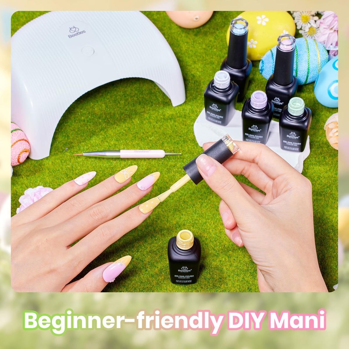 beetles Gel Polish set displayed on a nail technician's workspace