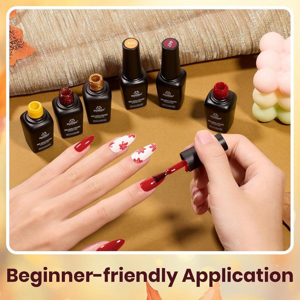Beetles gel polish set packaging with vibrant colours