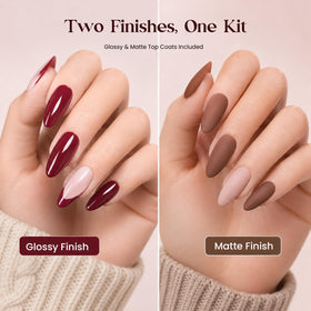 beetles gel polish set showing glossy and matte top coats