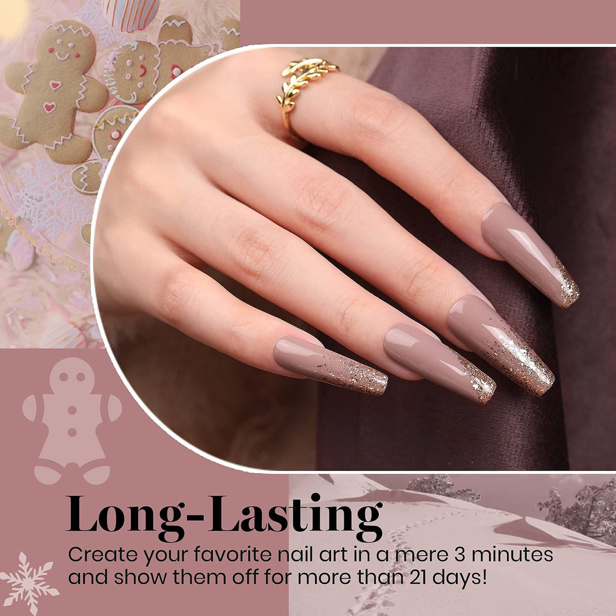 beetles Gel Polish Set showing taupe and burgundy shades