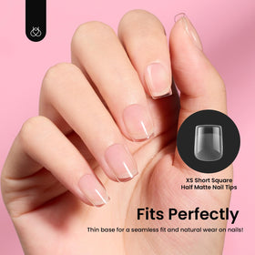 beetles Gel Polish Short Square Nail Tips in use at home