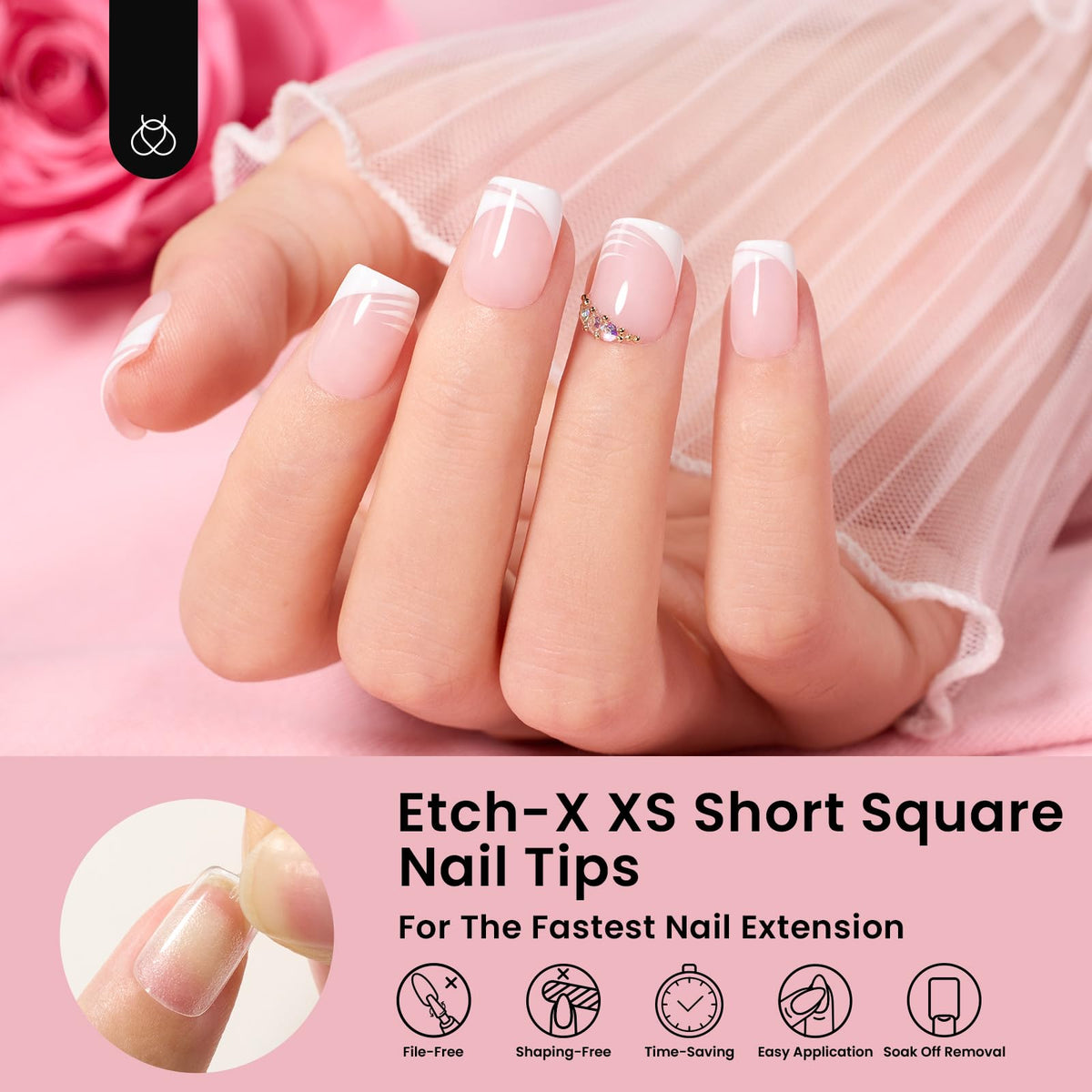 beetles Gel Polish Short Square Nail Tips packaging